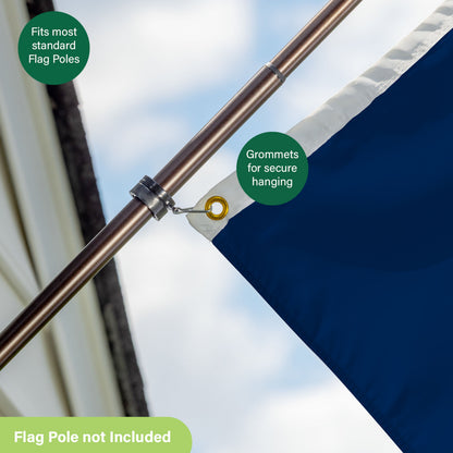 Tennessee Titans 3x5 ft single-sided sublimated flag with 2 grommets on a bronze flag pole on Tampa Home & Garden Store