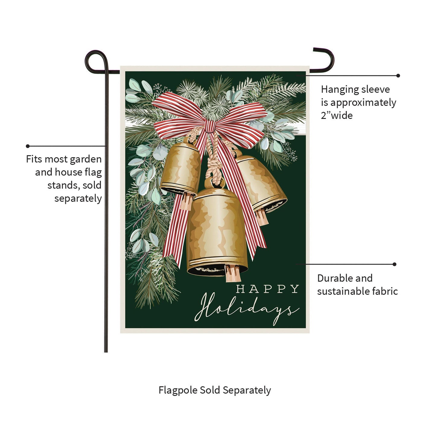 Golden Bells Applique Garden Flag by Evergreen Enterprises Wholesale Collective with gold bells on Tampa Home & Garden Store