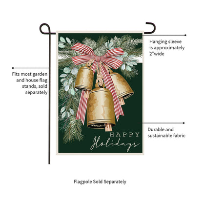 Golden Bells Applique Garden Flag by Evergreen Enterprises Wholesale Collective with gold bells on Tampa Home & Garden Store