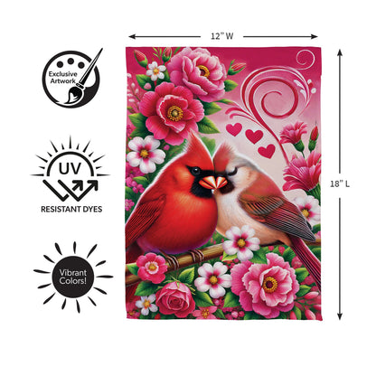 Drapeau de jardin en suède Amoureux des cardinaux