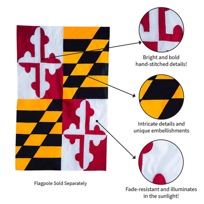 Maryland State Flag applique garden flag bold Maryland pattern on Tampa Home & Garden Store