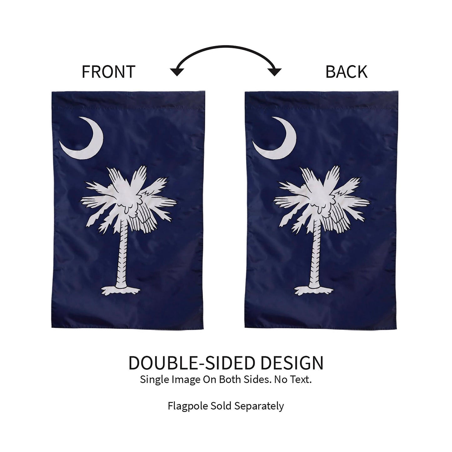 Two South Carolina applique flags blue field with white palmetto and crescent, double-sided on Tampa Home & Garden Store