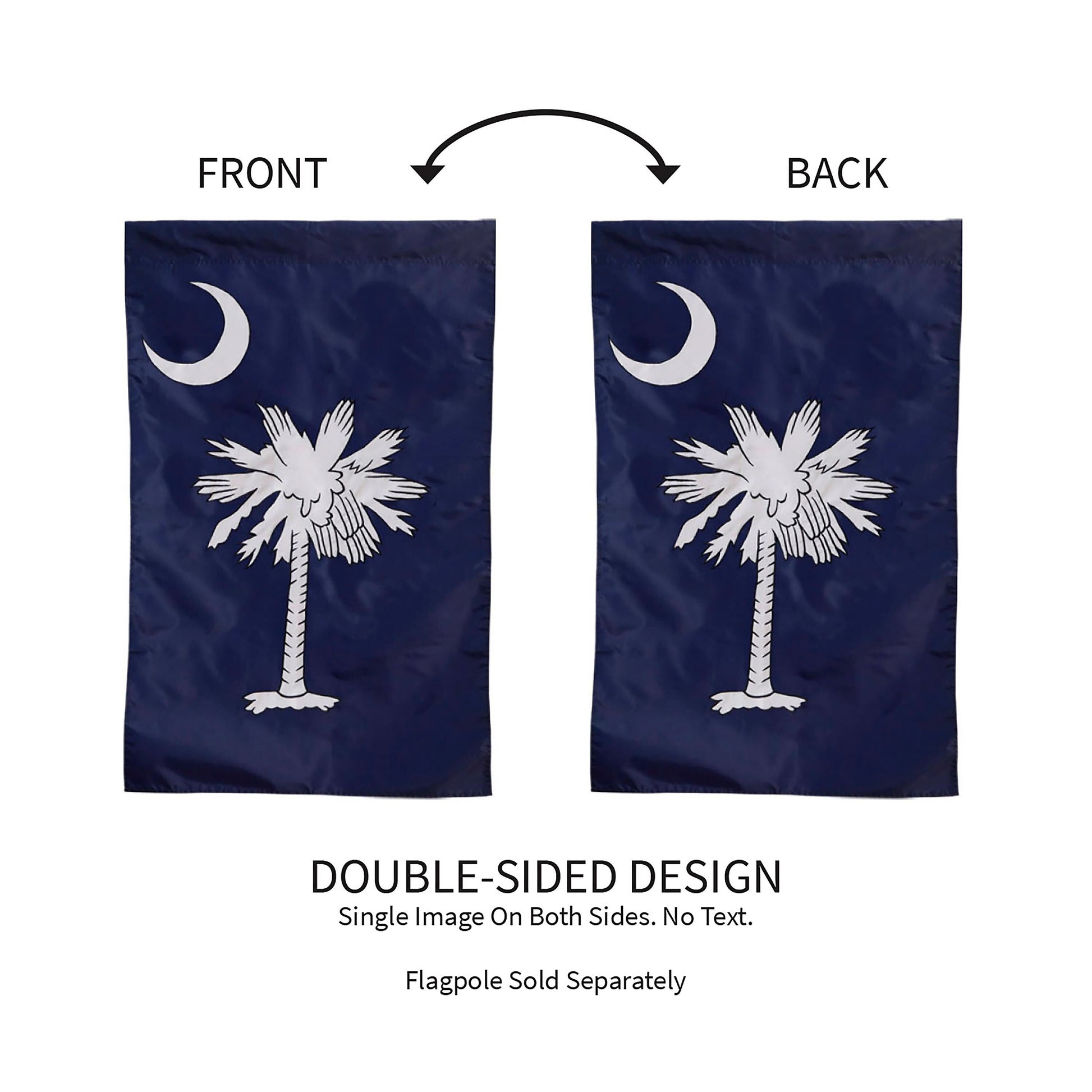 Two South Carolina applique flags blue field with white palmetto and crescent, double-sided on Tampa Home & Garden Store