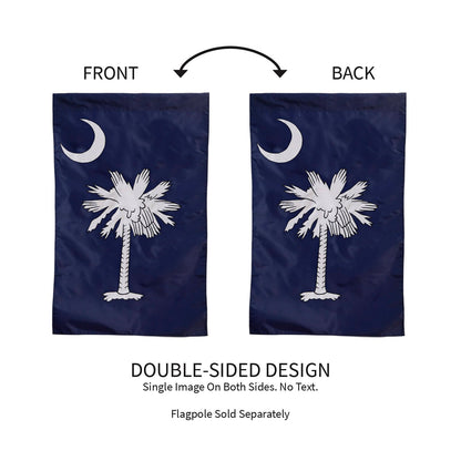 Two South Carolina applique flags blue field with white palmetto and crescent, double-sided on Tampa Home & Garden Store