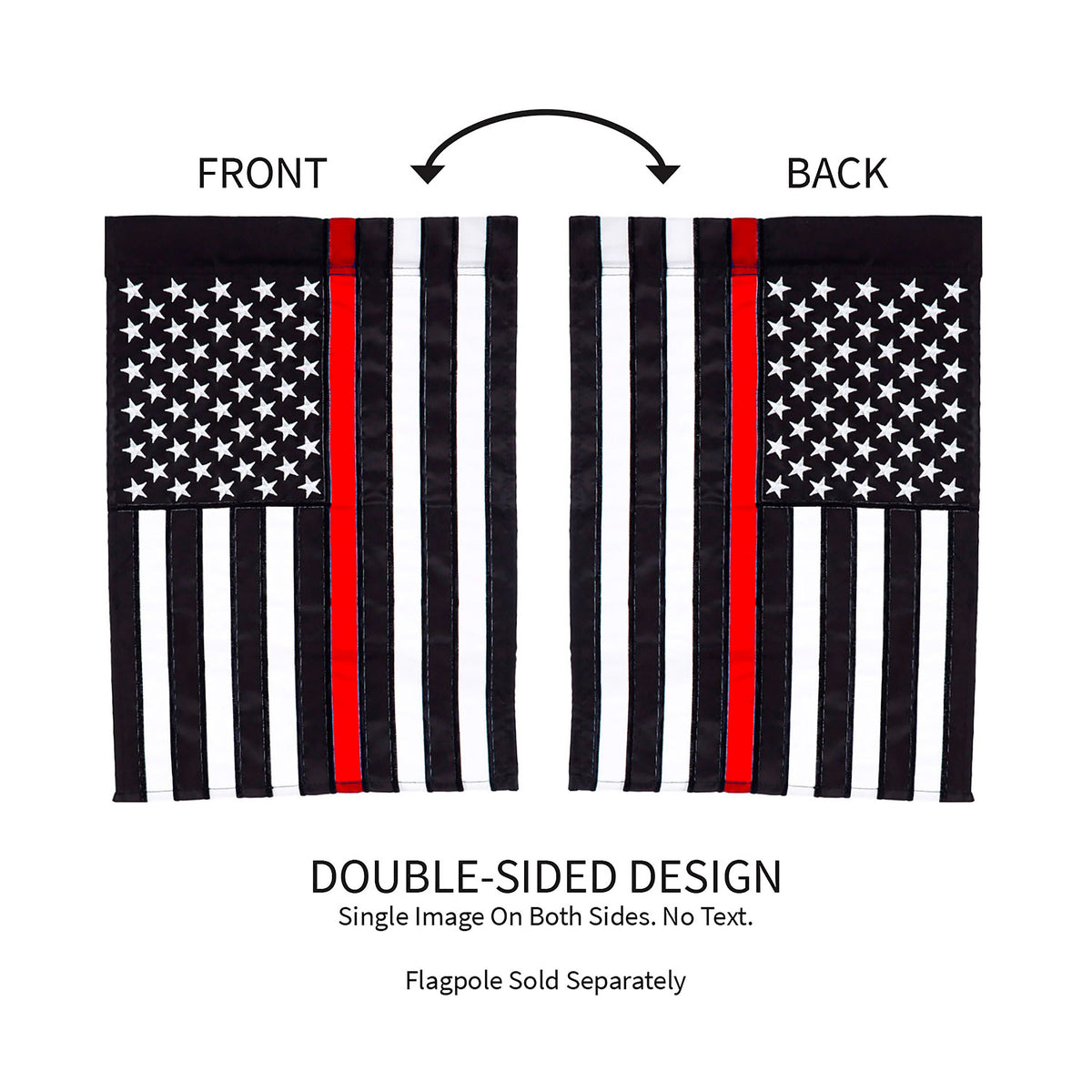 Thin Red Line House Applique Flag black field with white stars and red stripe accent on Tampa Home & Garden Store