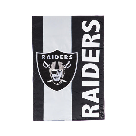Oakland Raiders garden flag, applique black gray with Raiders shield, Evergreen Enterprises on Tampa Home & Garden Store