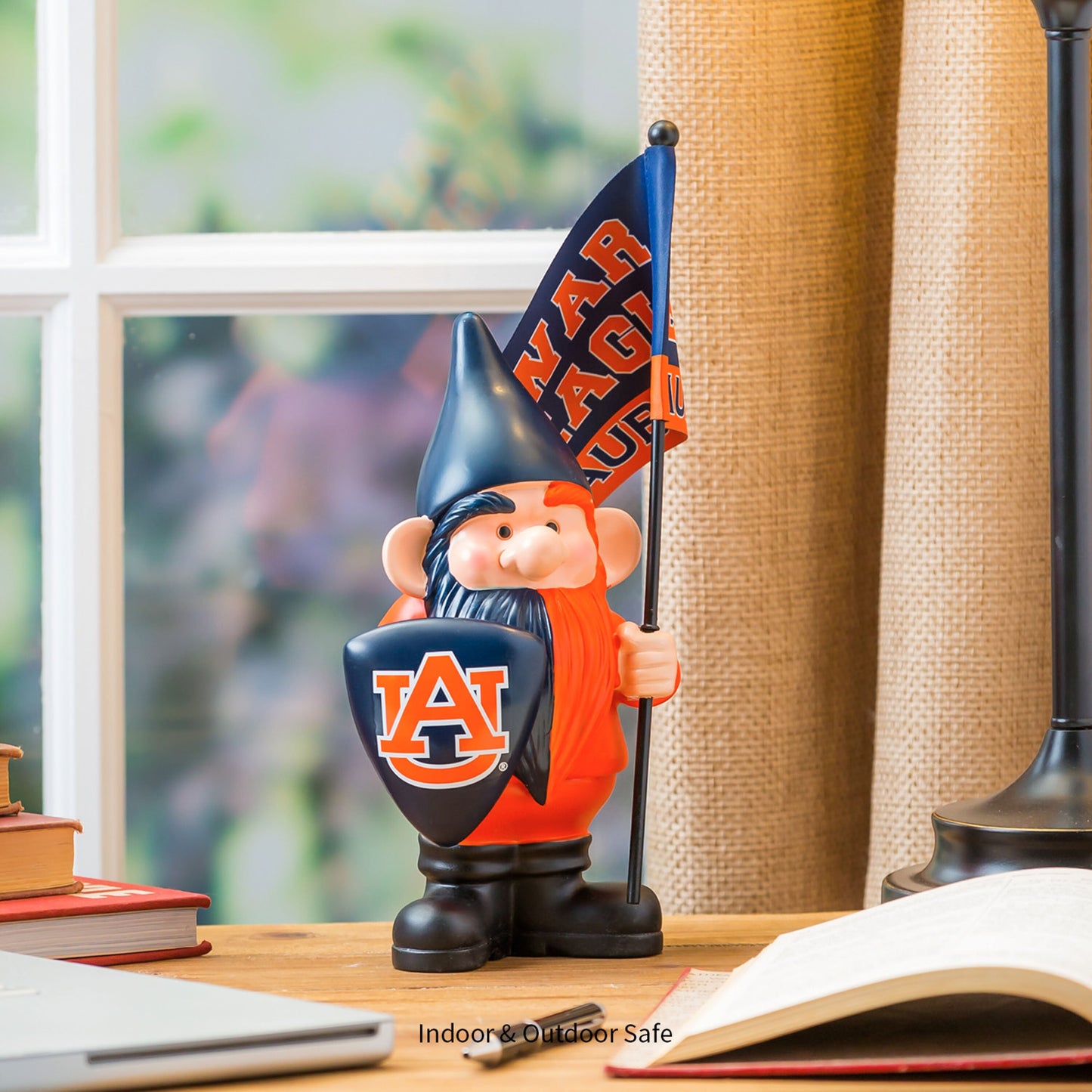 Auburn University flag holder gnome garden statue by Evergreen Enterprises on Tampa Home & Garden Store