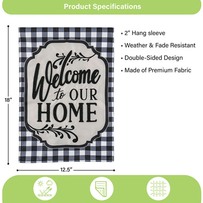 Classic Welcome Home garden applique flag with blue gingham border Evergreen Enterprises on Tampa Home & Garden Store