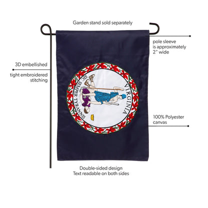 Virginia State Flag Applique Flag navy polyester with Virginia seal Evergreen Enterprises on Tampa Home & Garden Store