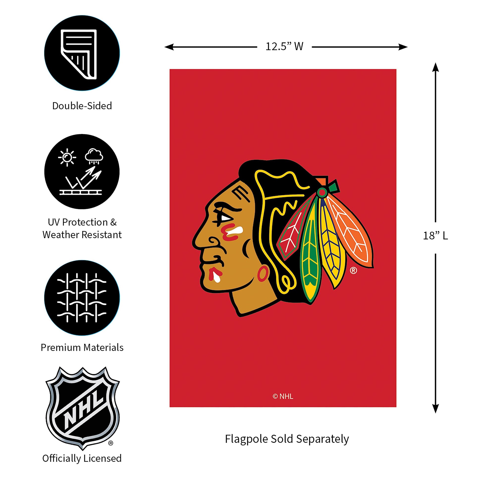 Chicago Blackhawks applique garden flag in red with team logo by Evergreen Enterprises - Wholesale Collective on Tampa Home & Garden Store