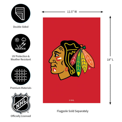 Chicago Blackhawks applique garden flag in red with team logo by Evergreen Enterprises - Wholesale Collective on Tampa Home & Garden Store