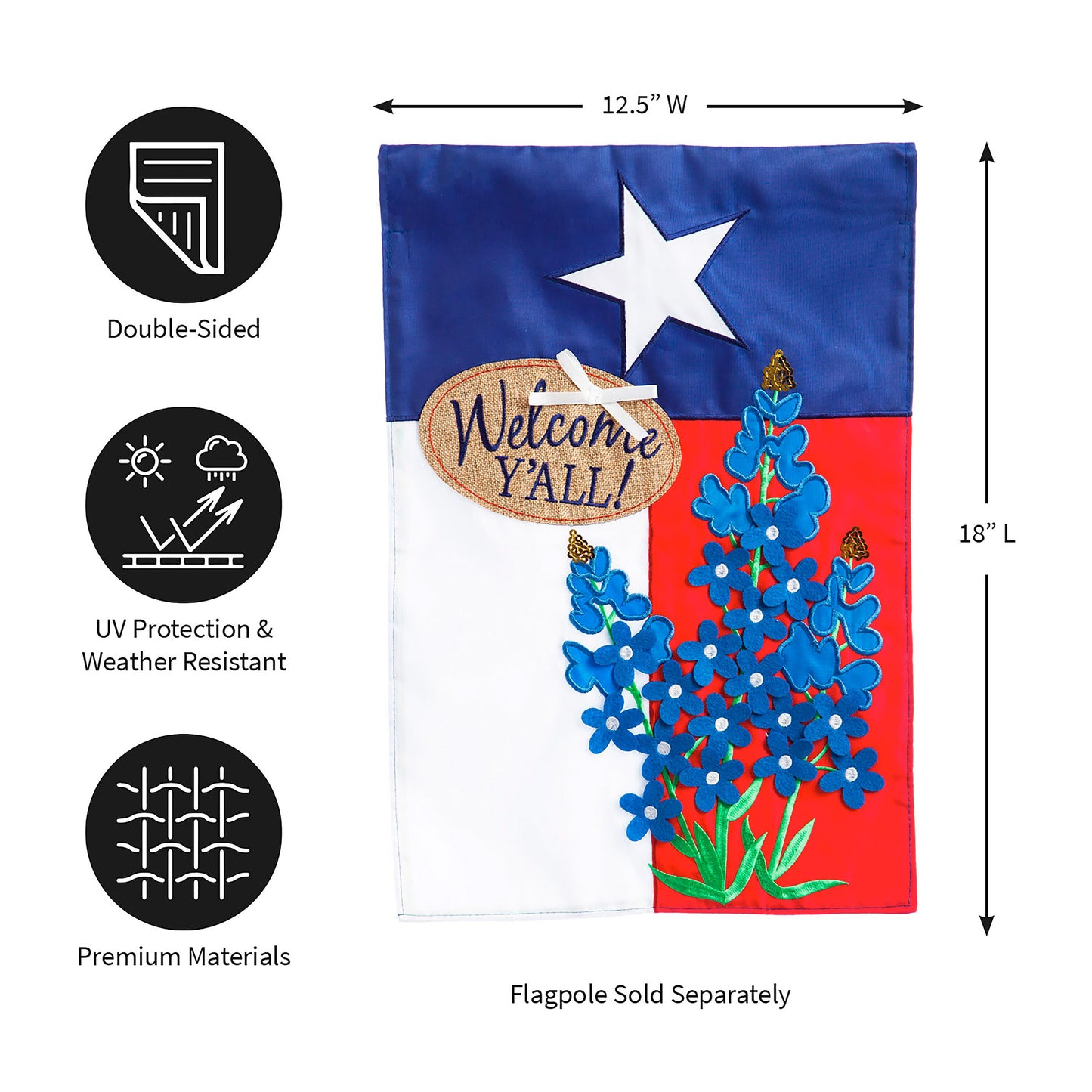 Texas Blue Bonnets Garden Applique Flag Evergreen Enterprises Wholesale Collective on Tampa Home & Garden Store