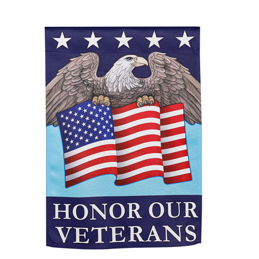 Suede garden flag Honor Our Veterans by Evergreen Enterprises - Wholesale Collective with eagle on Tampa Home & Garden Store