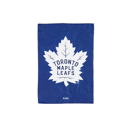 Toronto Maple Leafs applique garden flag with white maple leaf and NHL logo on blue on Tampa Home & Garden Store