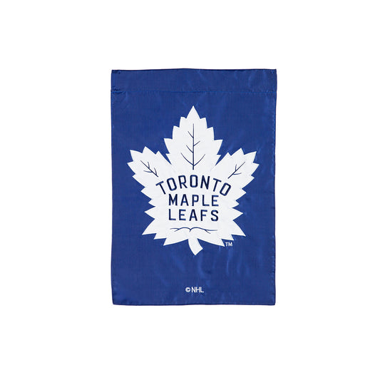 Toronto Maple Leafs applique garden flag with white maple leaf and NHL logo on blue on Tampa Home & Garden Store