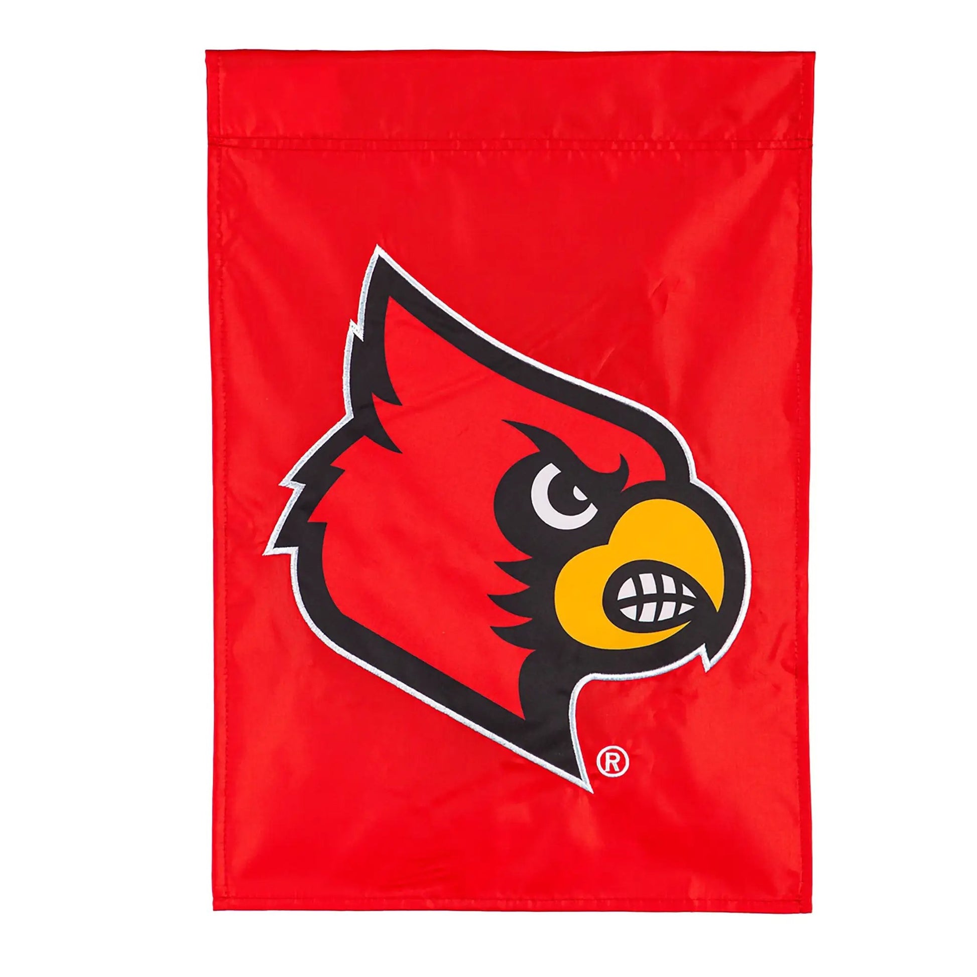 University of Louisville applique garden flag red cardinal head logo by Evergreen Enterprises on Tampa Home & Garden Store