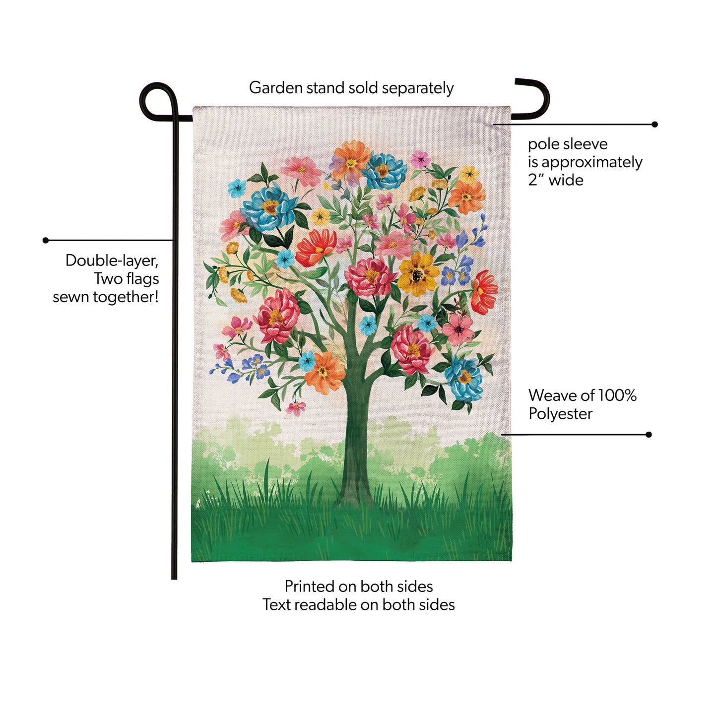 Blooming Tree of Life Burlap Garden Flag floral tree design by Evergreen Enterprises on Tampa Home & Garden Store