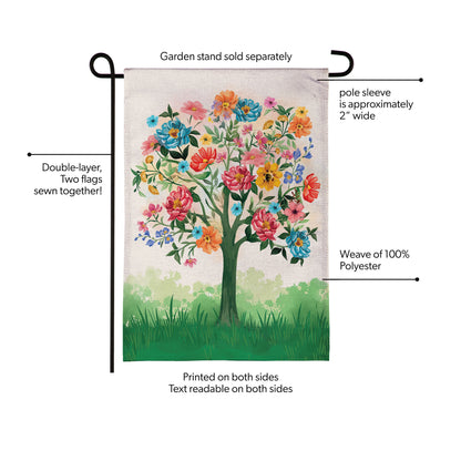 Blooming Tree of Life Burlap Garden Flag floral tree design by Evergreen Enterprises on Tampa Home & Garden Store