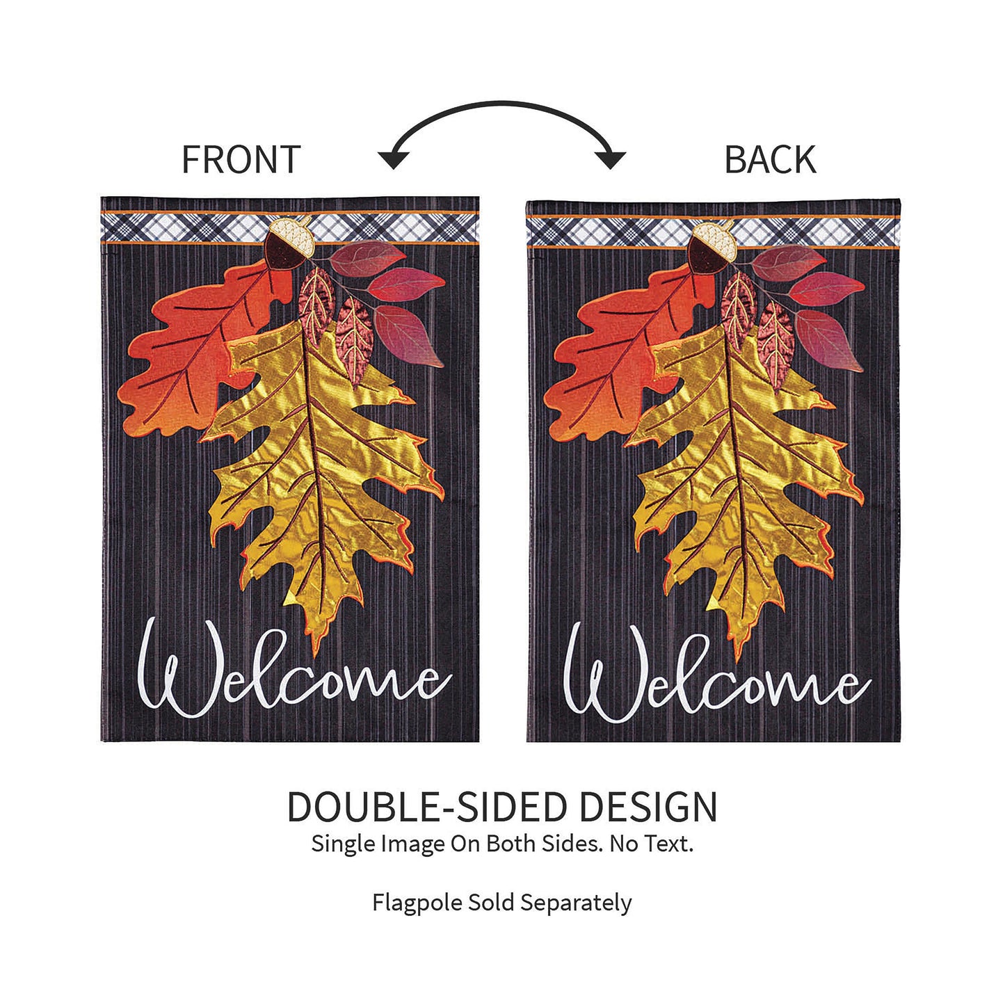 Welcome Autumn Leaves Linen Flag pair with dark leaves design Evergreen Enterprises on Tampa Home & Garden Store