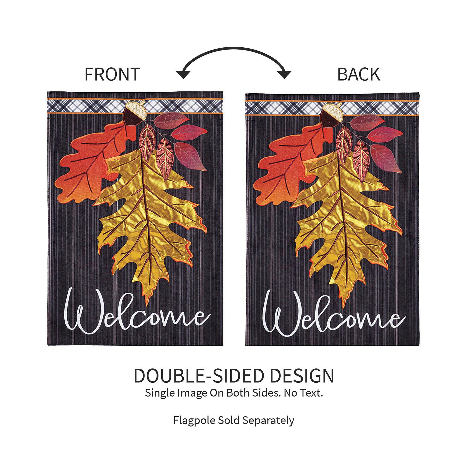Welcome Autumn Leaves Linen Flag pair with dark leaves design Evergreen Enterprises on Tampa Home & Garden Store