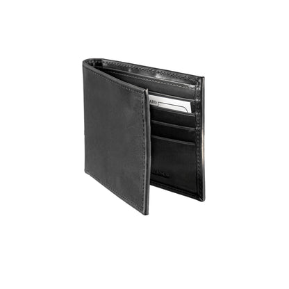 Black bi-fold wallet with SC State Flag logo; leather, card slots, Evergreen brand on Tampa Home & Garden Store