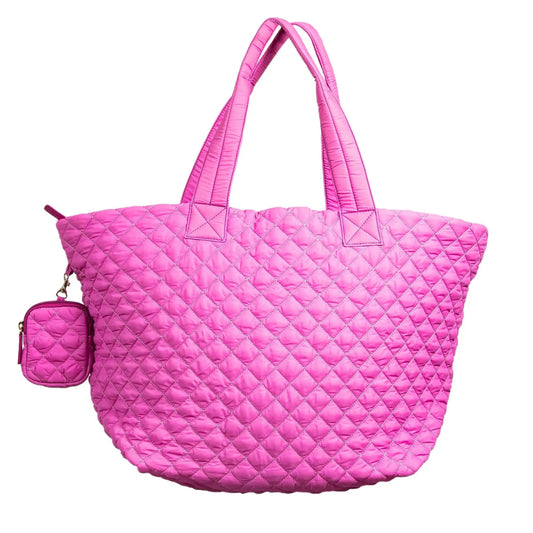 Alyssa Quilted Nylon Tote pink travel-ready by MiamiLeathers with matching pouch on Tampa Home & Garden Store