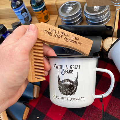 Laser Engraved Wooden Switchblade Beard Combs - Tampa Home & Garden Store