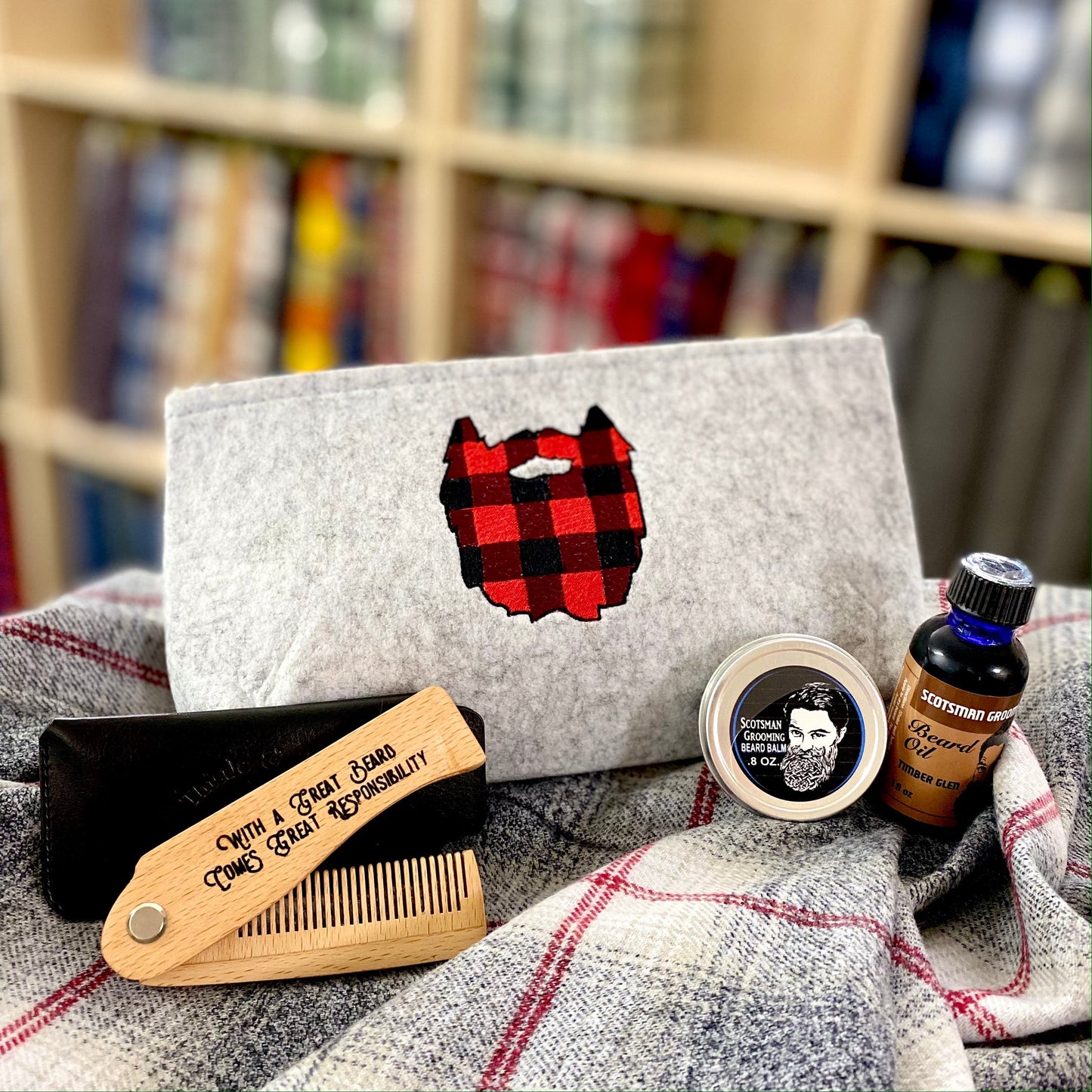 Laser Engraved Wooden Switchblade Beard Combs - Tampa Home & Garden Store