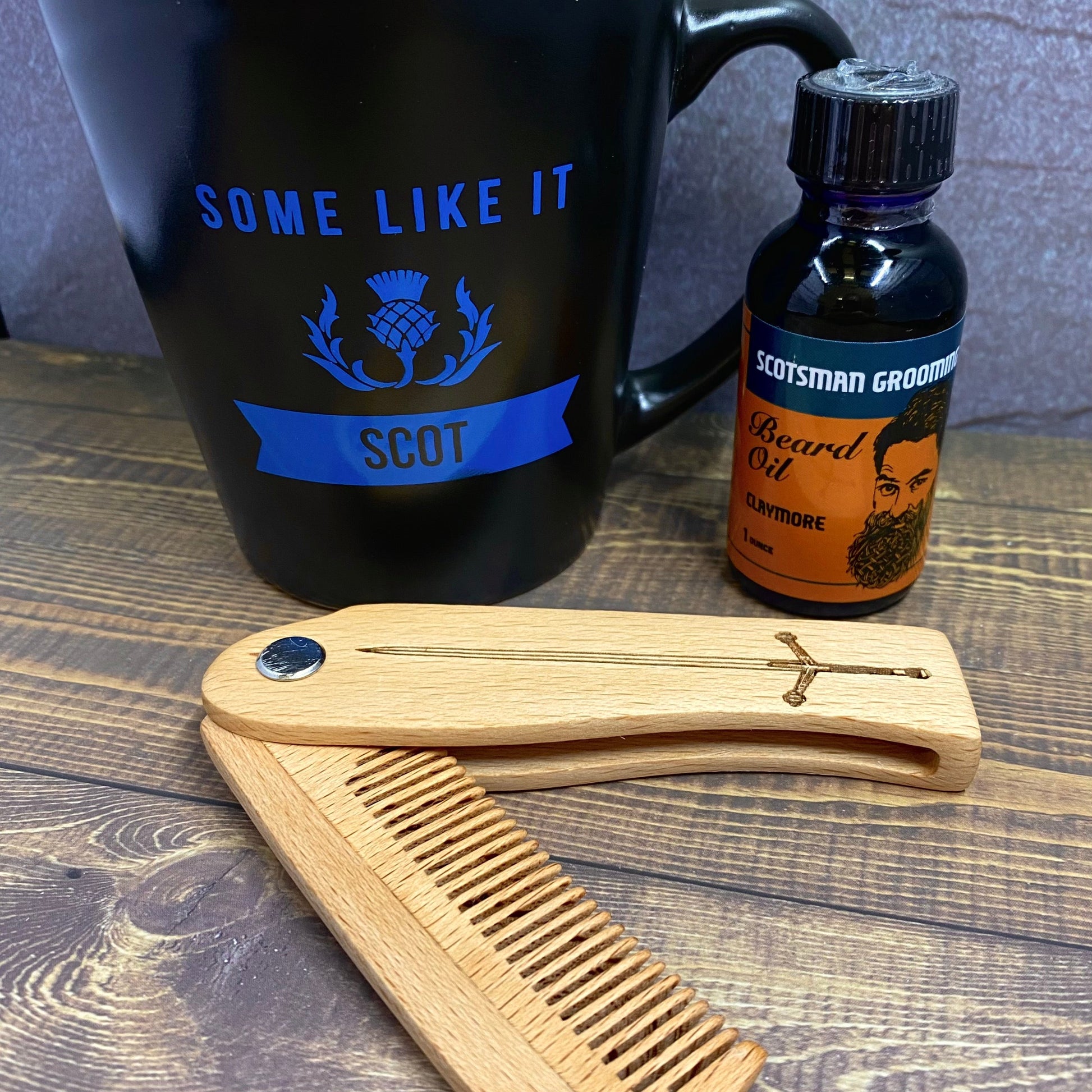 Laser Engraved Wooden Switchblade Beard Combs - Tampa Home & Garden Store