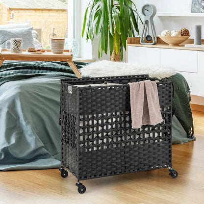 Two-Section Laundry Hamper with Removable Bags