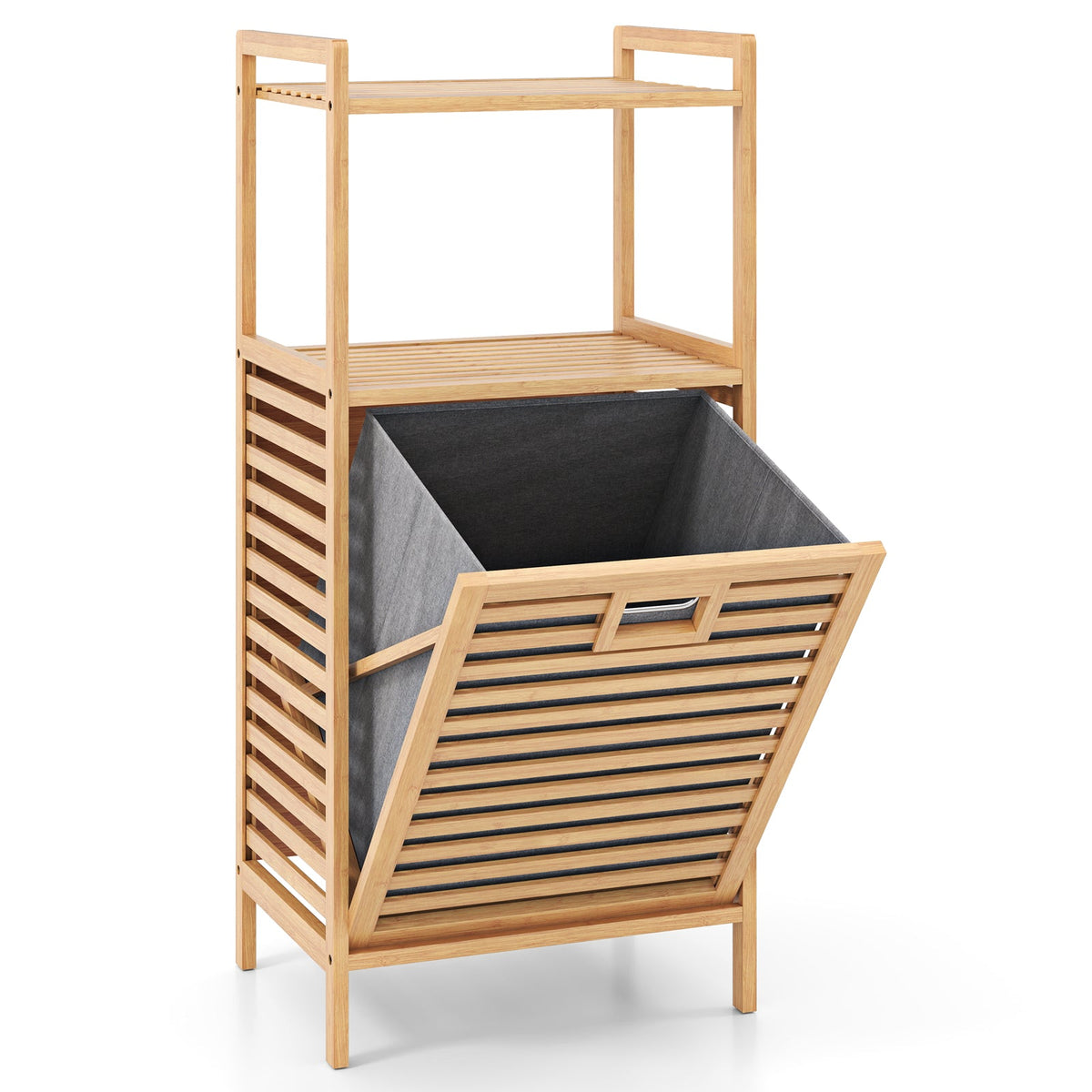 DirectDeals bamboo tilt-out laundry hamper with foldable gray fabric basket in natural finish on Tampa Home & Garden Store