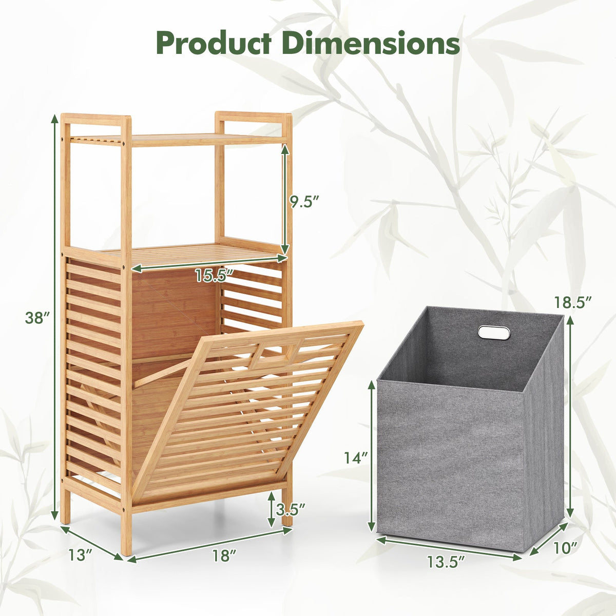 DirectDeals Bamboo Tilt-Out Laundry Hamper with Foldable Removable Basket Natural on Tampa Home & Garden Store