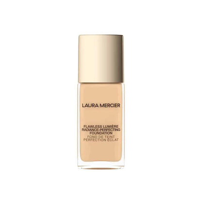 Laura Mercier Flawless Lumiere Foundation bottle in beige nude with gold cap on Tampa Home & Garden Store