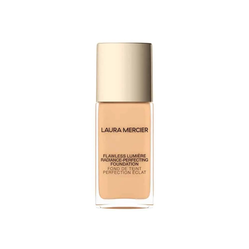 Laura Mercier Flawless Lumiere Foundation bottle in beige nude shade with a gold cap on Tampa Home & Garden Store