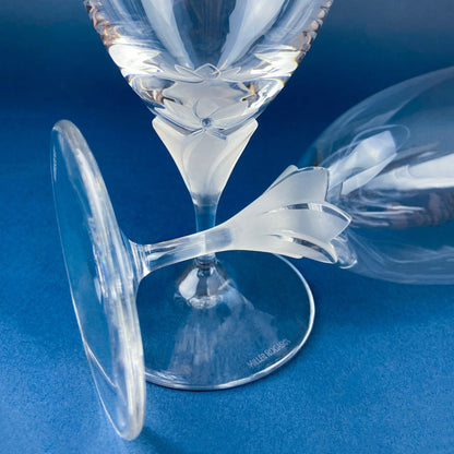 Laura by Rogaska Crystal Water/Iced Tea Goblets. Miller Rogaska Etched on each Glass. Frosted Flower Stem. Stunning Ping. Holiday Celeb. - Tampa Home & Garden Store