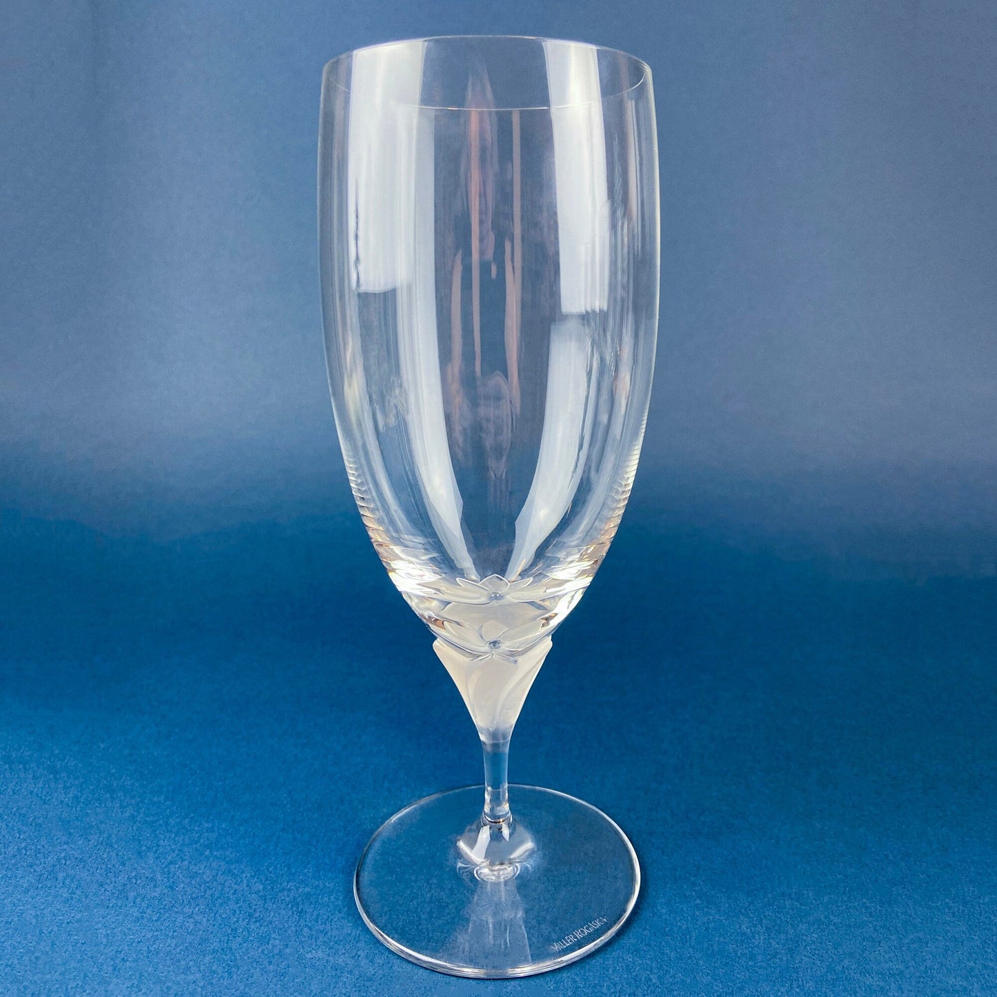 Laura by Rogaska Crystal Water/Iced Tea Goblets. Miller Rogaska Etched on each Glass. Frosted Flower Stem. Stunning Ping. Holiday Celeb. - Tampa Home & Garden Store
