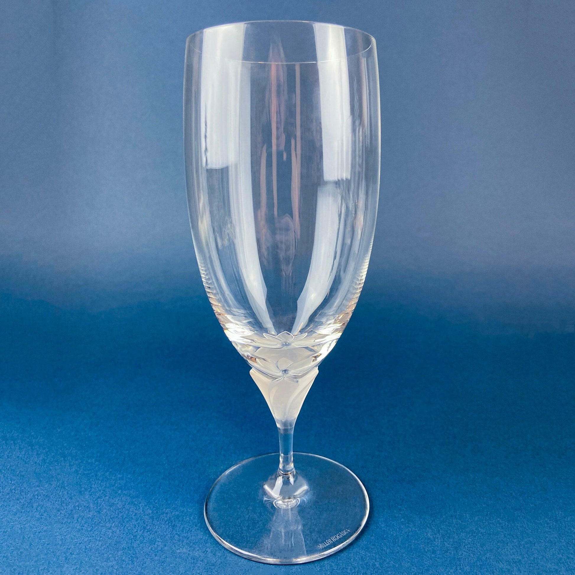 Laura by Rogaska Crystal Water/Iced Tea Goblets. Miller Rogaska Etched on each Glass. Frosted Flower Stem. Stunning Ping. Holiday Celeb. - Tampa Home & Garden Store