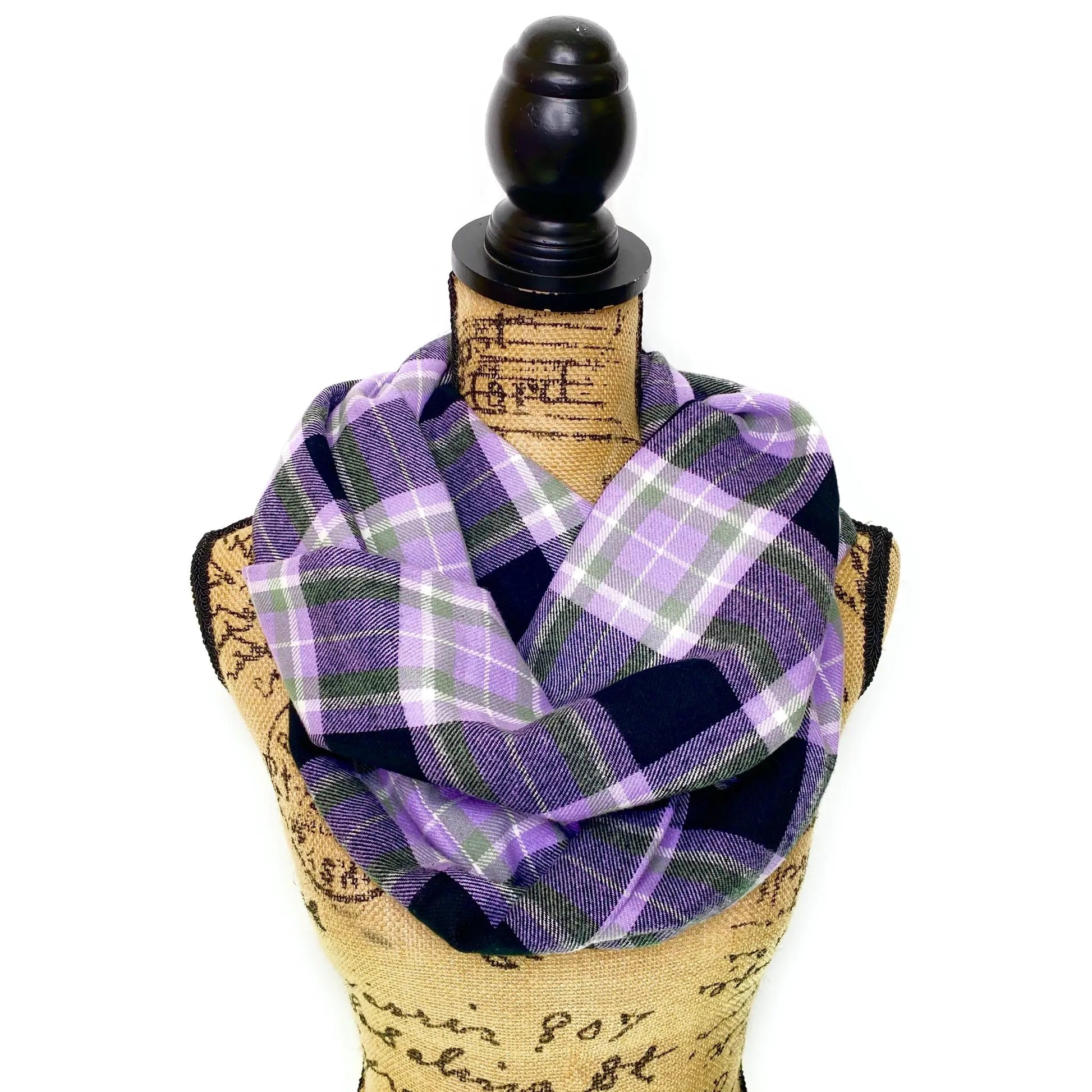 Lavender, Black, Sage Grey, and White Plaid Infinity and Blanket Scarves - Tampa Home & Garden Store