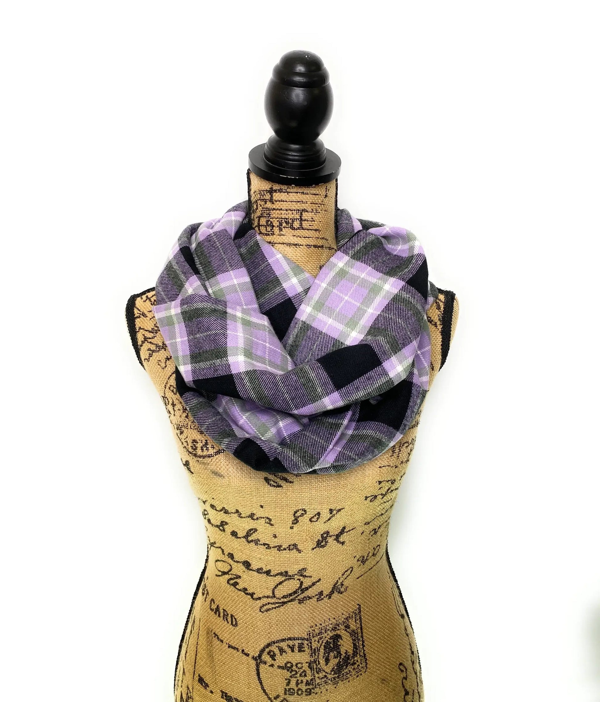 Lavender, Black, Sage Grey, and White Plaid Infinity and Blanket Scarves - Tampa Home & Garden Store