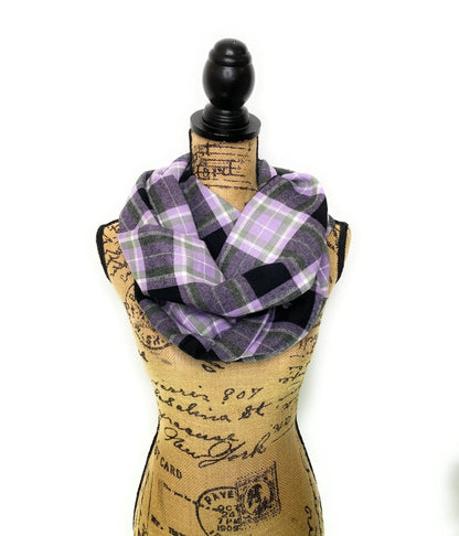 Lavender, Black, Sage Grey, and White Plaid Infinity and Blanket Scarves - Tampa Home & Garden Store