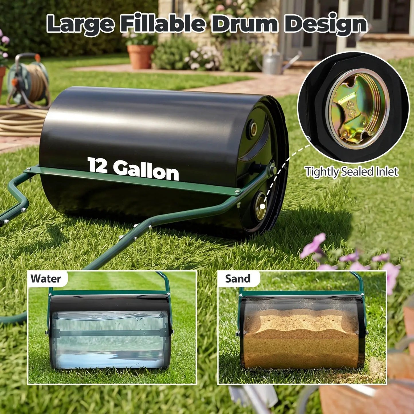 12 Gallon Lawn Roller With U Shape Handle