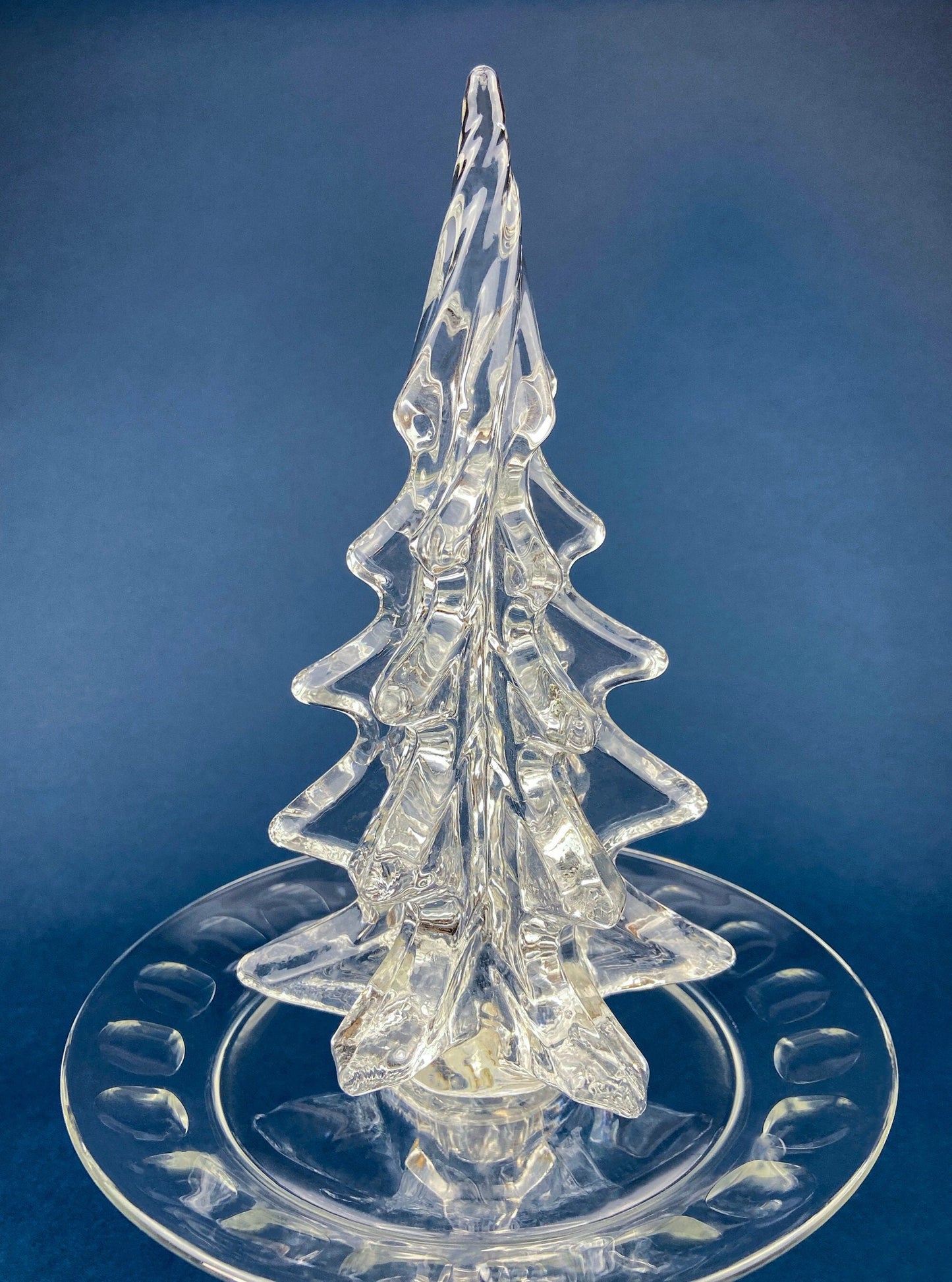 Lead Crystal Clear Christmas Tree. Hand Crafted Art Glass Spruce Tree. 8" Tall Pine. Holiday or Year-Round Decor. - Tampa Home & Garden Store