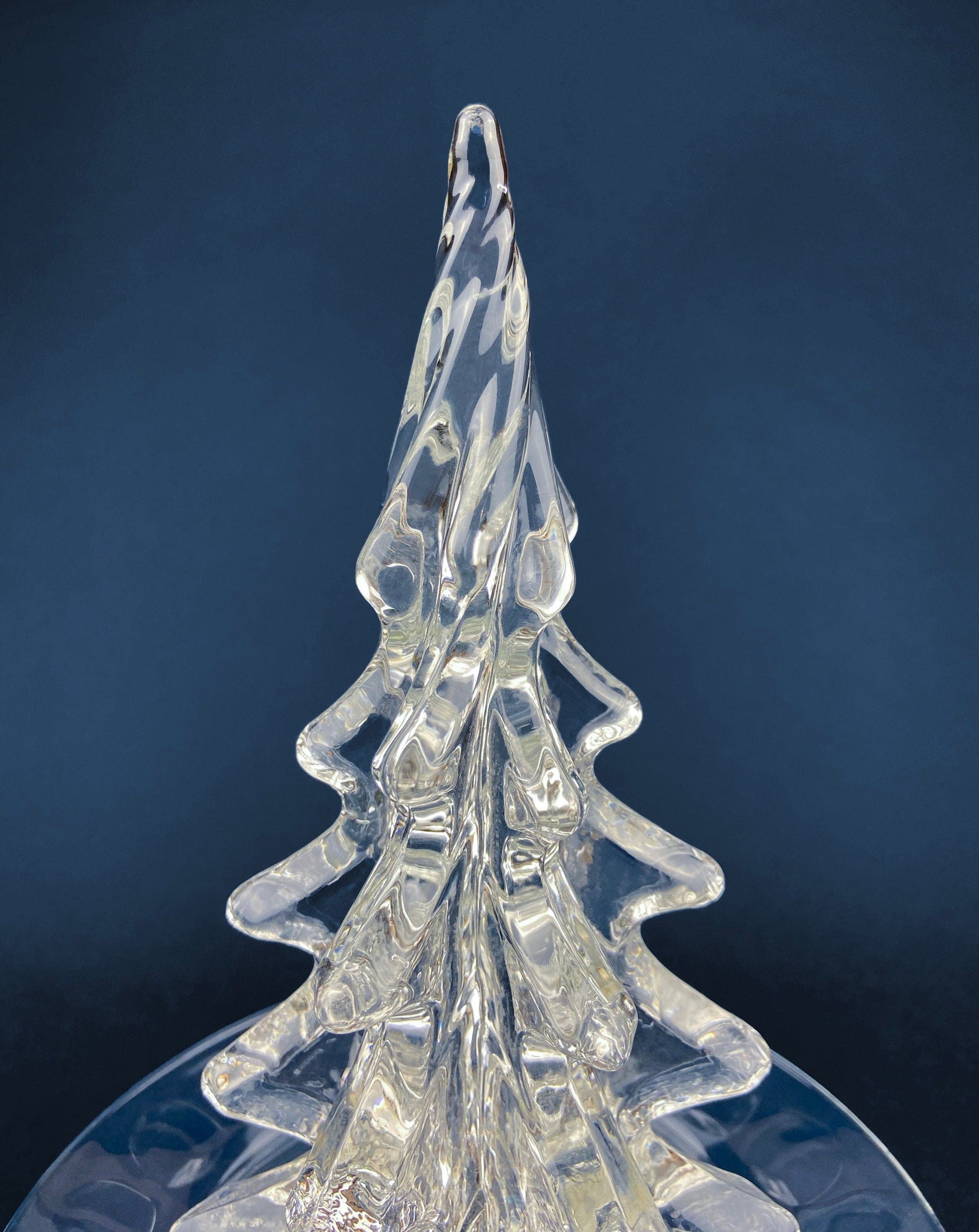 Lead Crystal Clear Christmas Tree. Hand Crafted Art Glass Spruce Tree. 8" Tall Pine. Holiday or Year-Round Decor. - Tampa Home & Garden Store