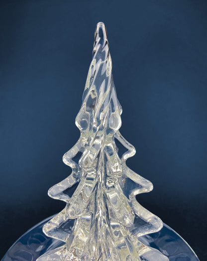 Lead Crystal Clear Christmas Tree. Hand Crafted Art Glass Spruce Tree. 8" Tall Pine. Holiday or Year-Round Decor. - Tampa Home & Garden Store