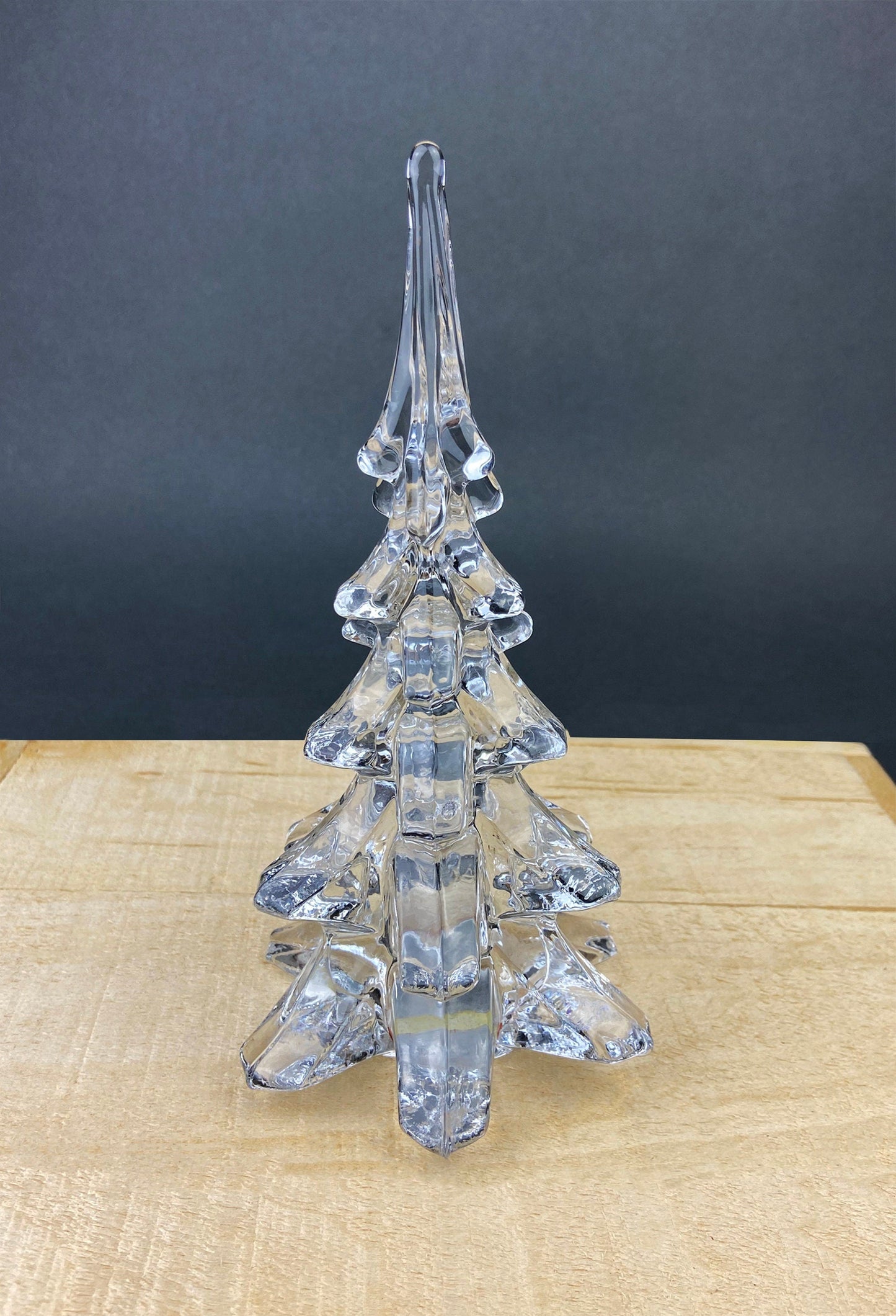 Lead Crystal Clear Christmas Tree. Hand Crafted Art Glass Spruce Tree. 8" Tall Pine. Holiday or Year-Round Decor. - Tampa Home & Garden Store