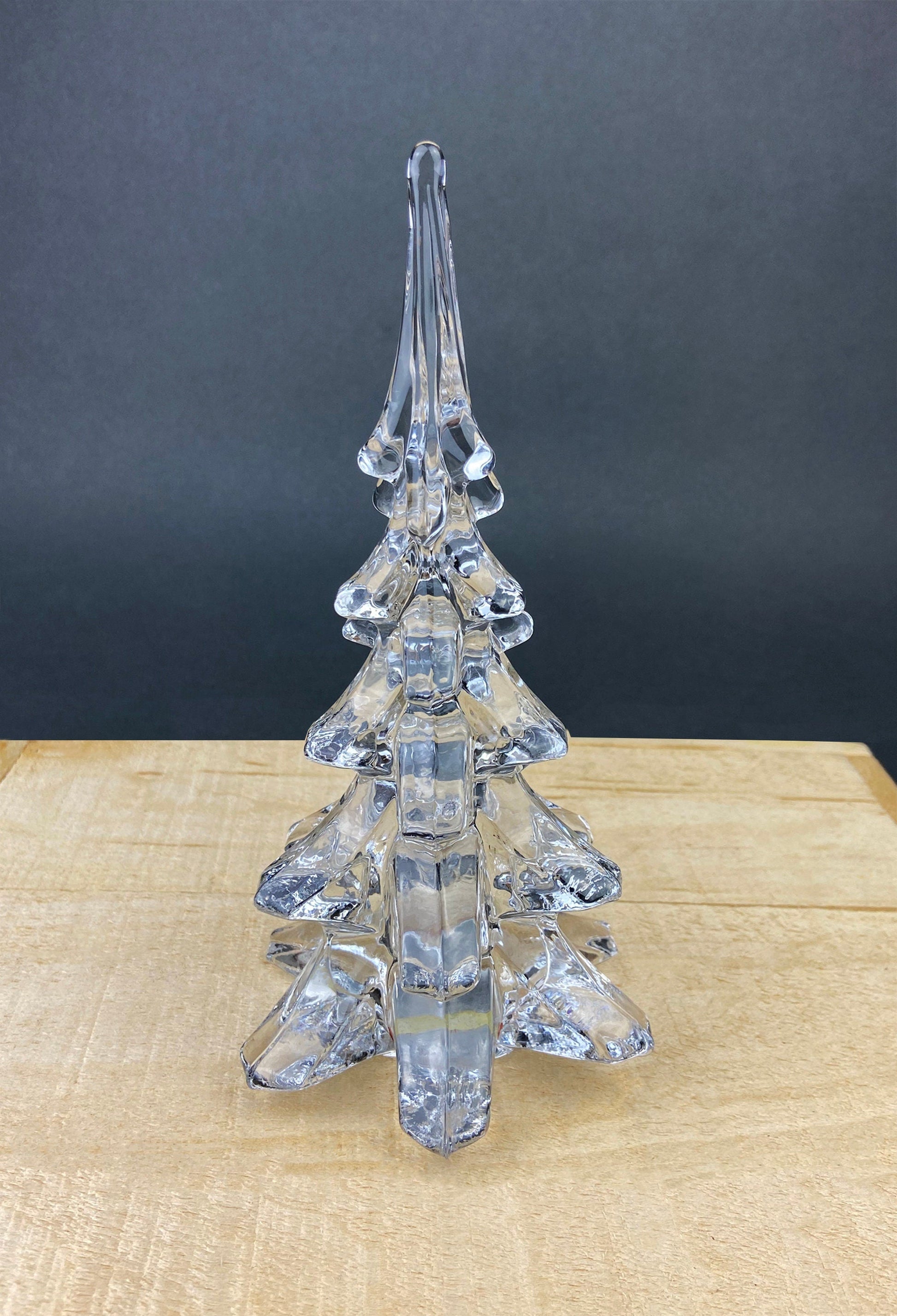 Lead Crystal Clear Christmas Tree. Hand Crafted Art Glass Spruce Tree. 8" Tall Pine. Holiday or Year-Round Decor. - Tampa Home & Garden Store