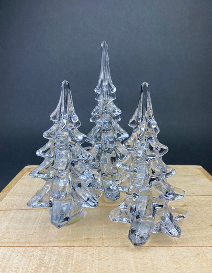 Lead Crystal Clear Christmas Tree. Hand Crafted Art Glass Spruce Tree. 8" Tall Pine. Holiday or Year-Round Decor. - Tampa Home & Garden Store