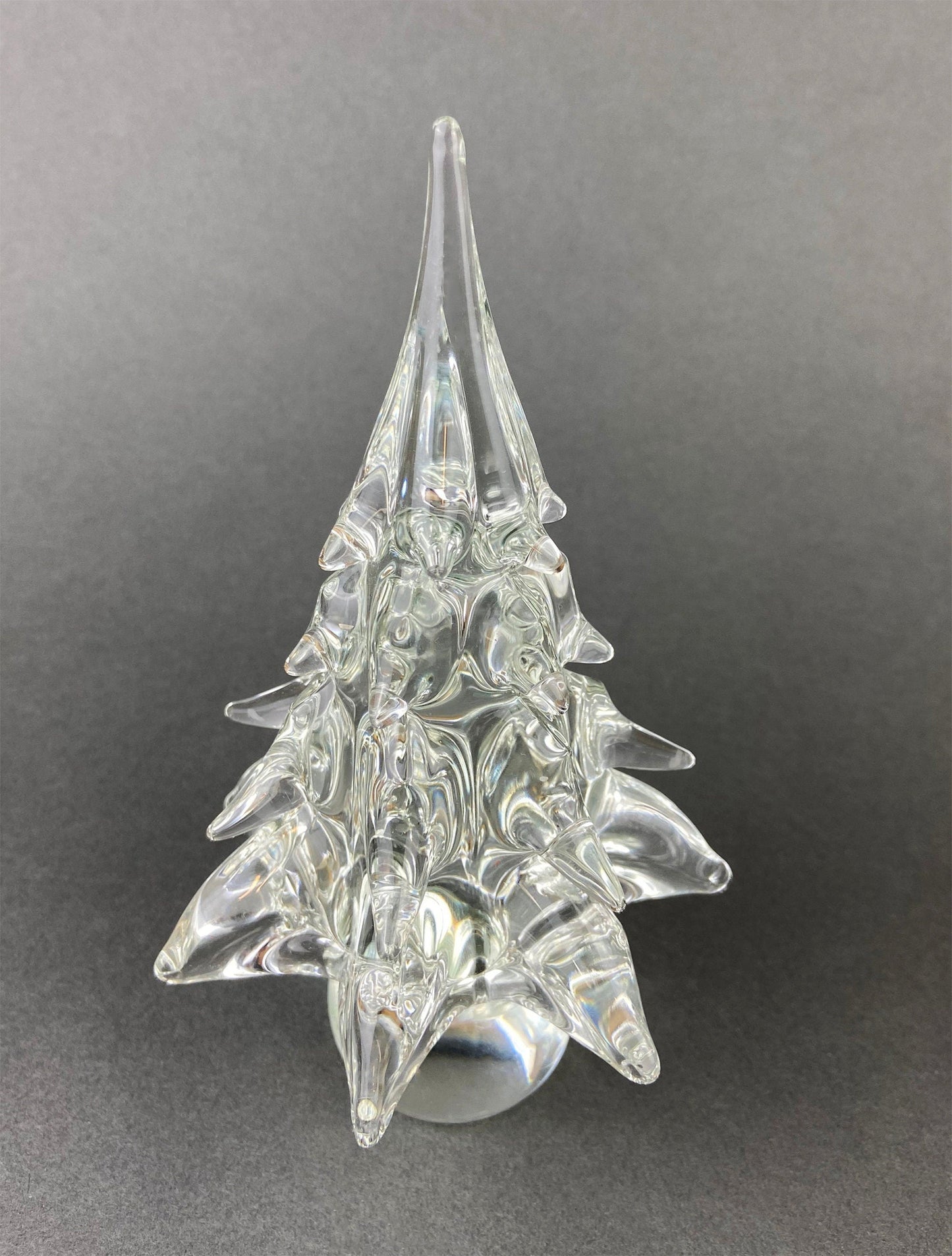 Lead Crystal Clear Christmas Tree. Hand Crafted Art Glass Spruce Tree. 8" Tall Pine. Holiday or Year-Round Decor. - Tampa Home & Garden Store
