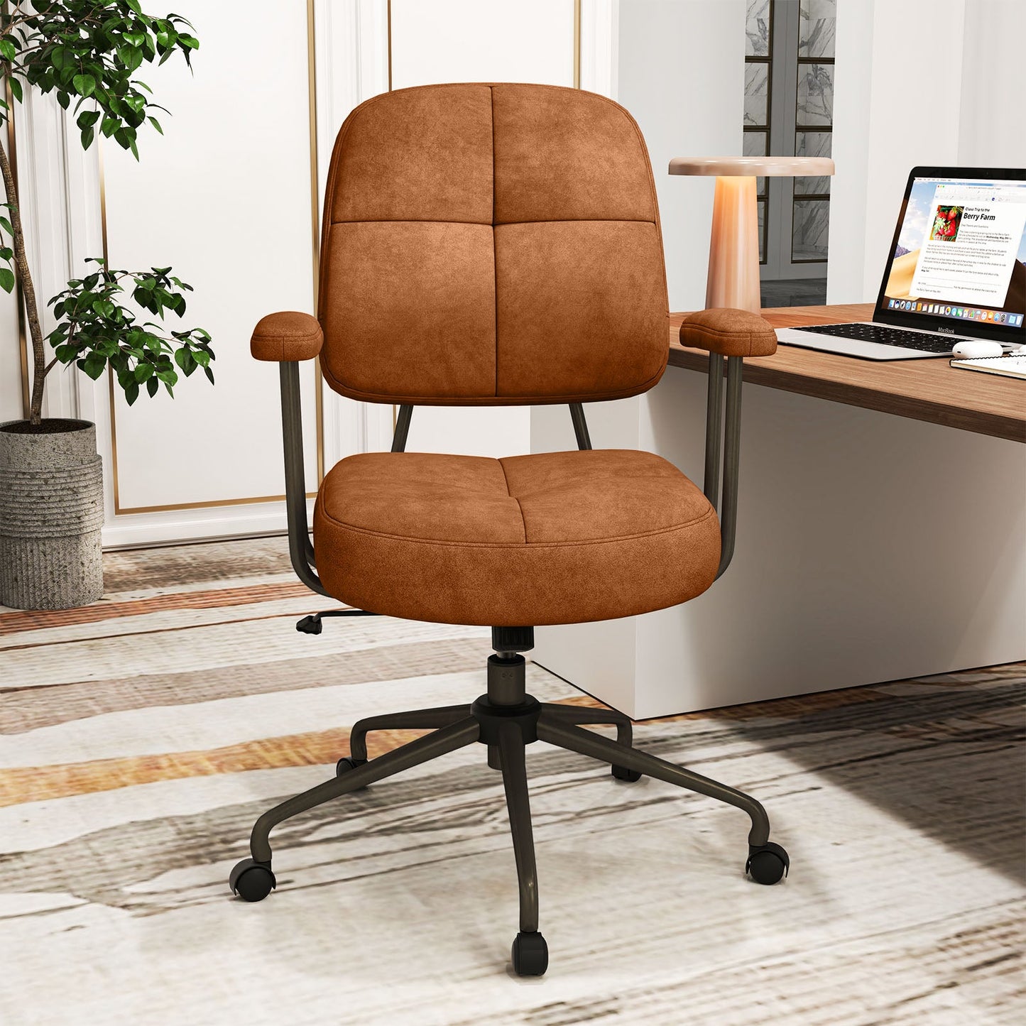 Leathaire Upholstered Task Home Office Chair with Cushioned Back