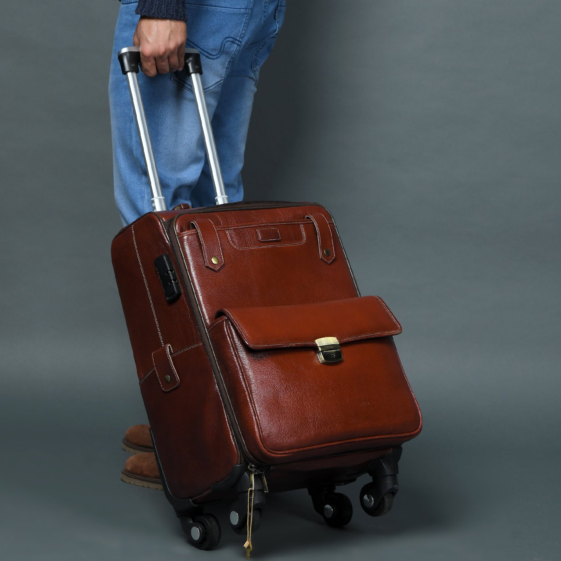 Leather Carry-On Trolly Bag - Tampa Home & Garden Store